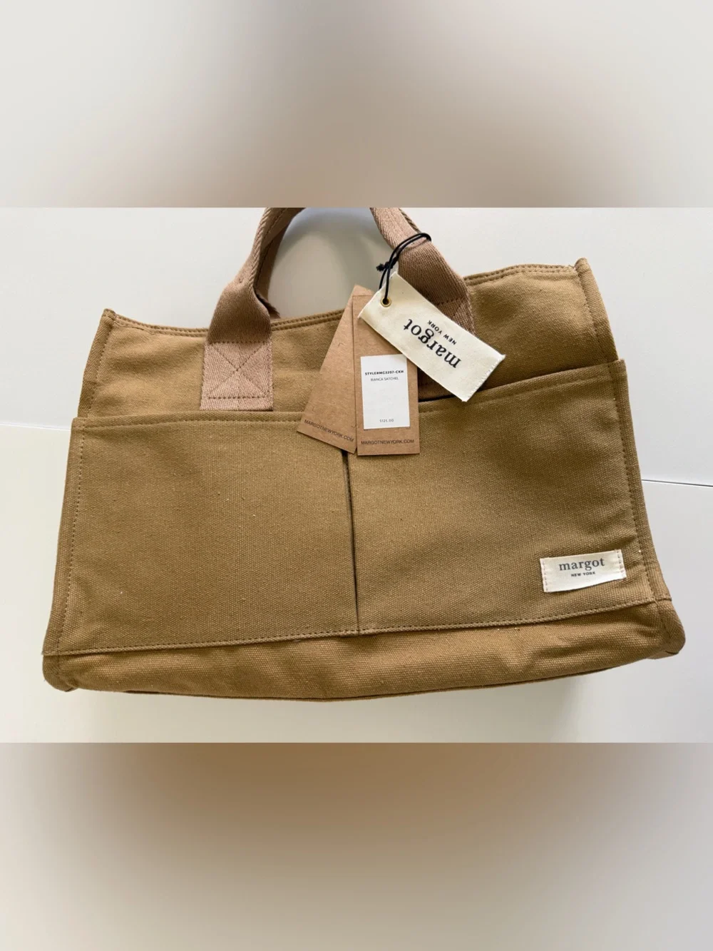 NWT margot New York Unisex Bianca Satchel Canvas Bag BoatTote Crossbody Academia